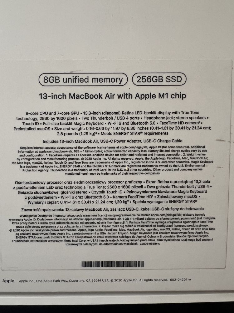 MacBook Air 13-inch, 8GB, 256GB SSD