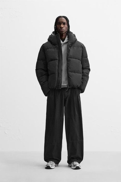 Стьобана куртка zara з капюшоном