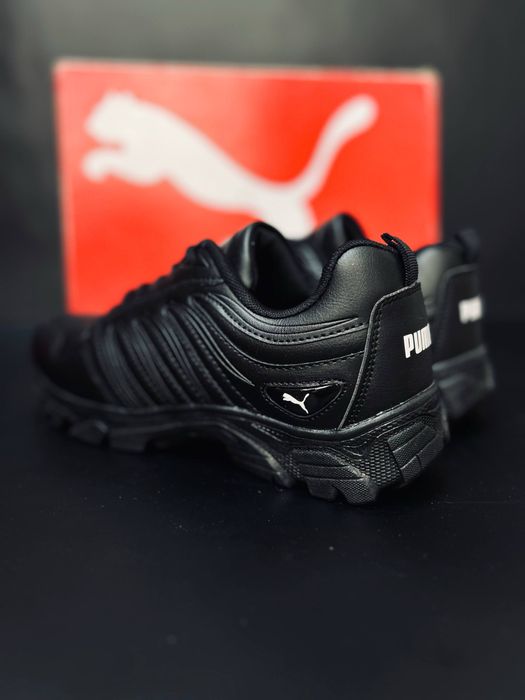 Черные кожаные кроссовки Puma / мужские демисезонные кроссовки пума