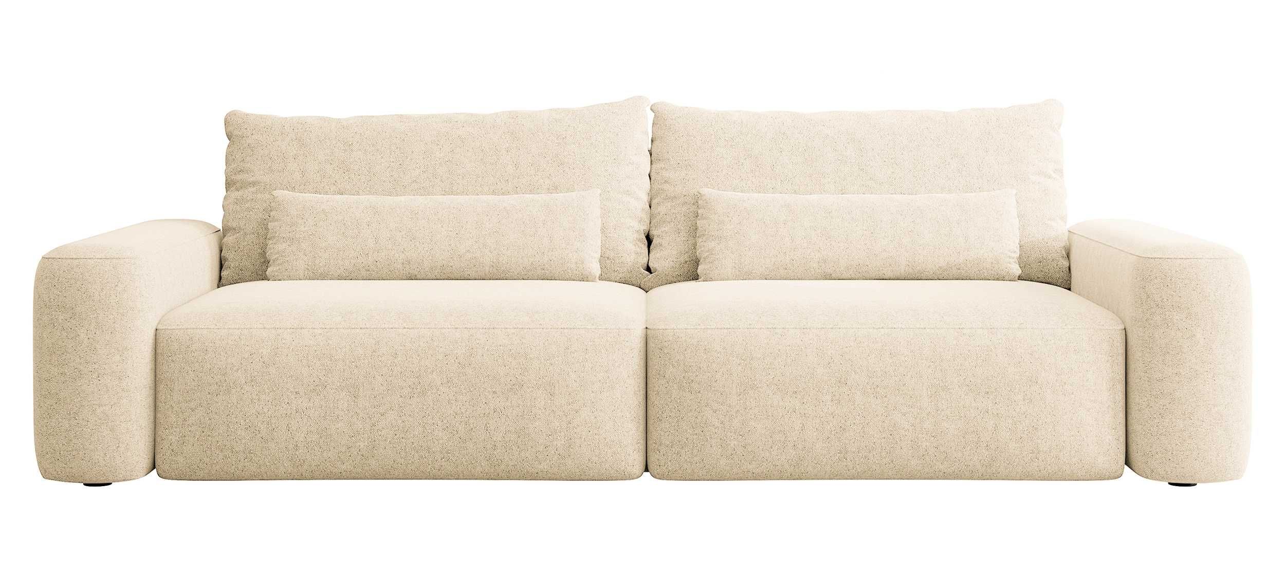 Kanapa sofa beżowa Carnos 3-osobowa rozkładana szenilowa