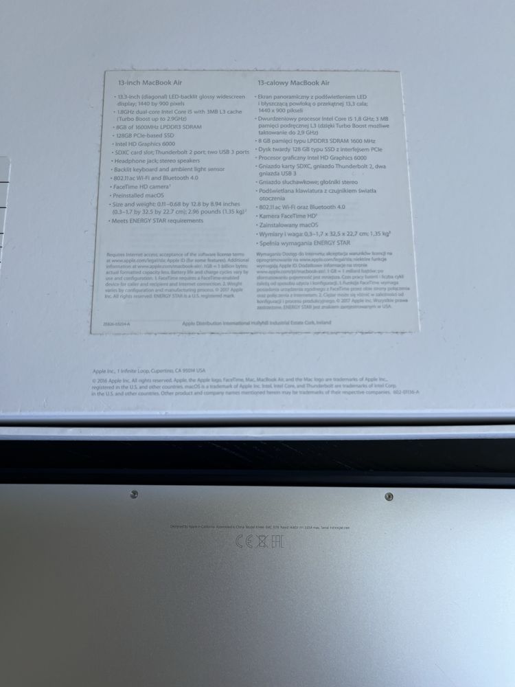 Apple MacBook Air 20017 (nowa bateria)