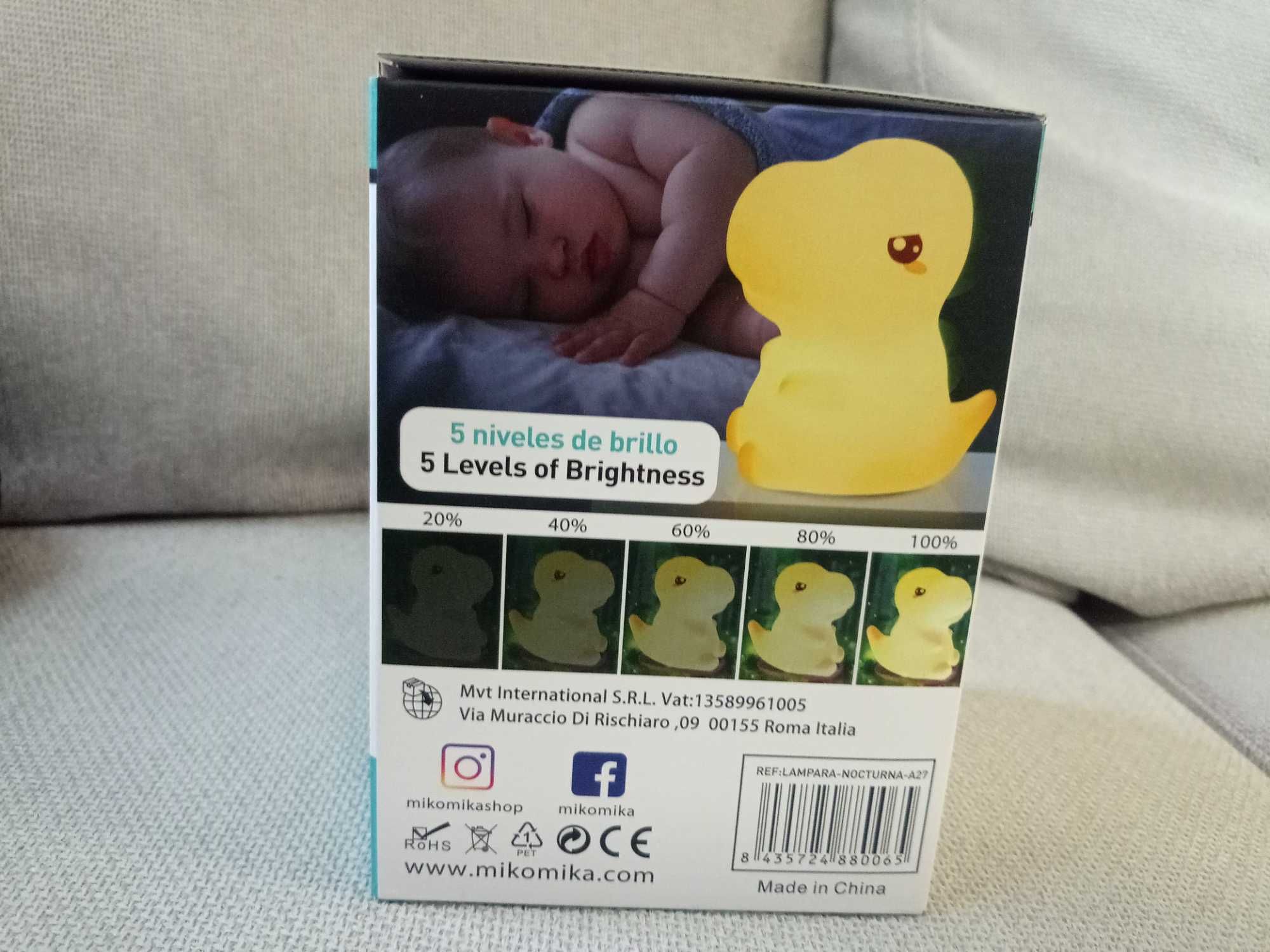 Luz Noturna Dinossauro Silicone (Sensível ao Toque)