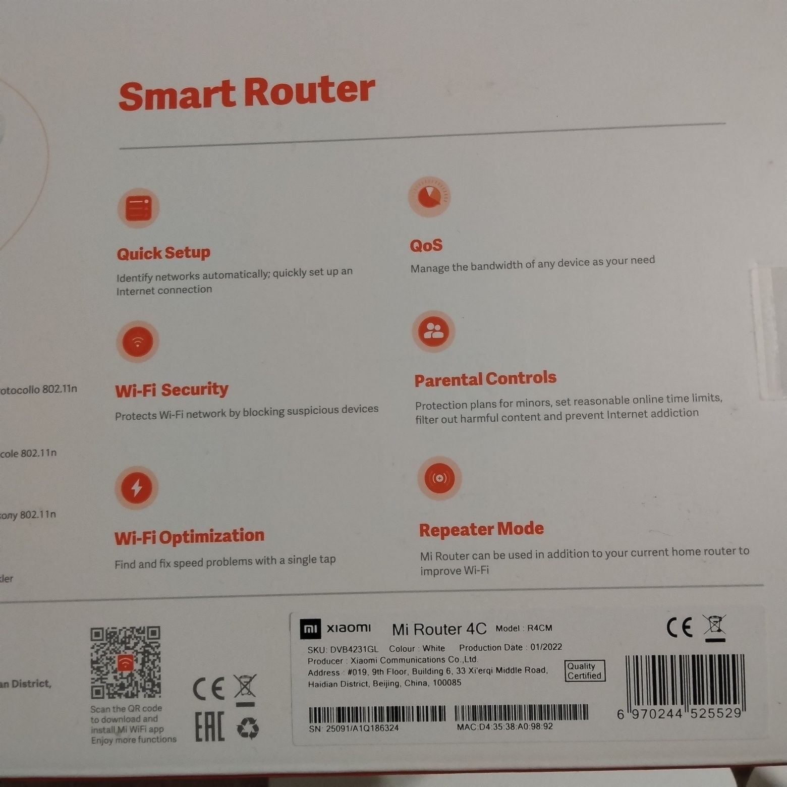 Маршрутизатор Xiaomi Mi WiFi Router 4C Global