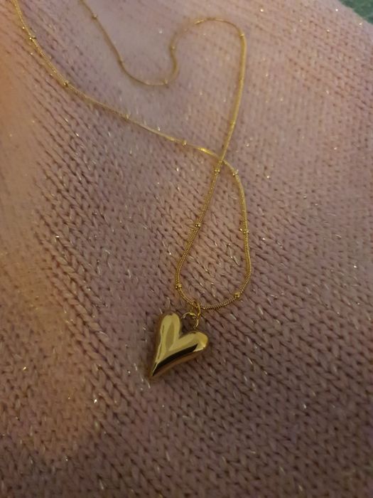 Złoty Łańcuszek Serce Kulki Prezent Walentynki Dzień Kobiet Urodziny