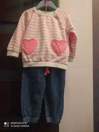 Bluza i jeansy dla dziewczynki rozmiar z metki 74