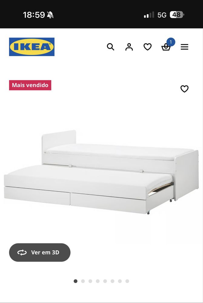 Cama solteiro com gavetao