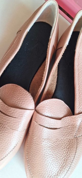 Мокасины  в розовом или пудровом оттенке 38рр женские новые кожа