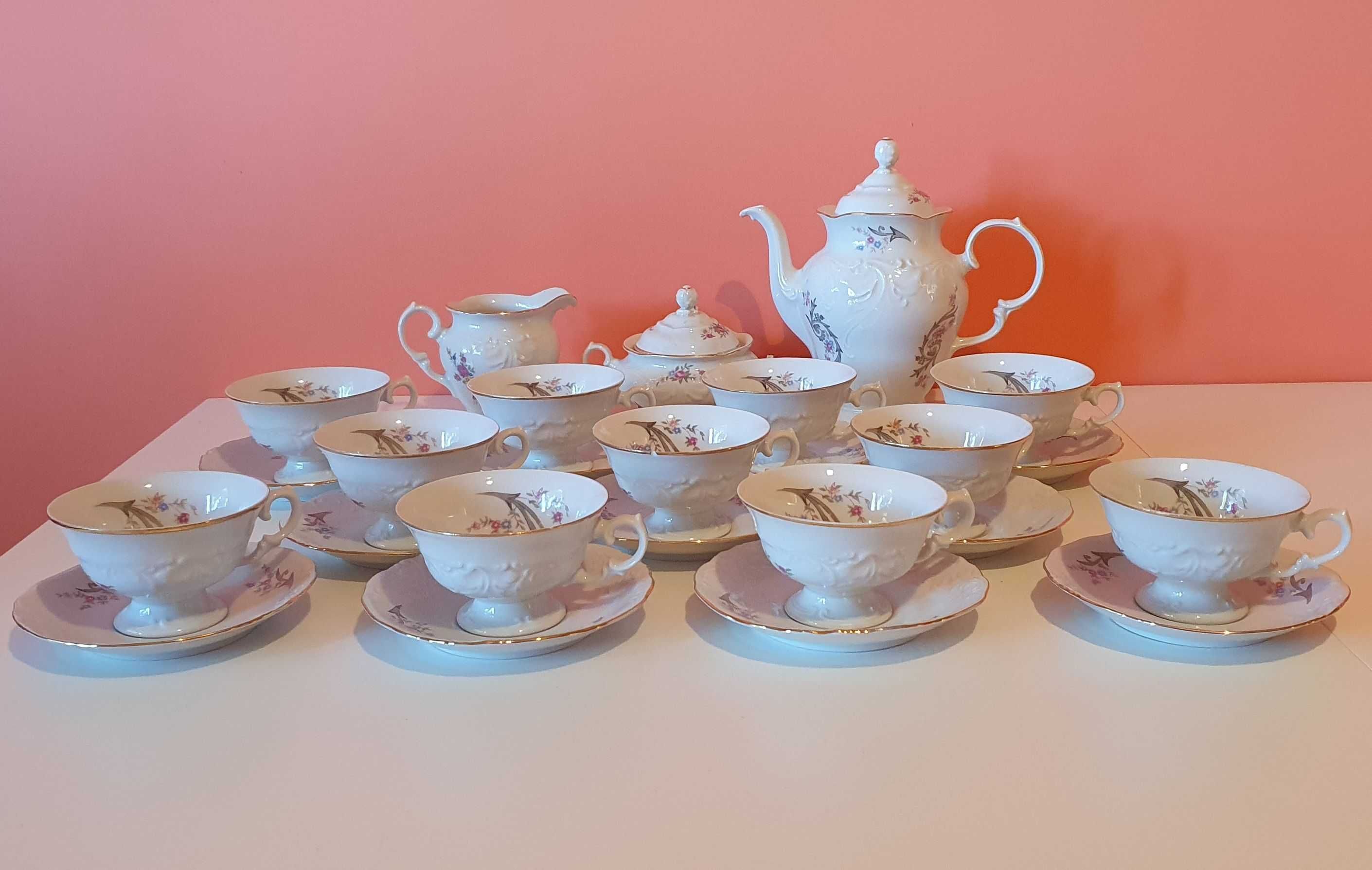 porcelana Wałbrzych - zestaw na 11 osób - PRL, vintage