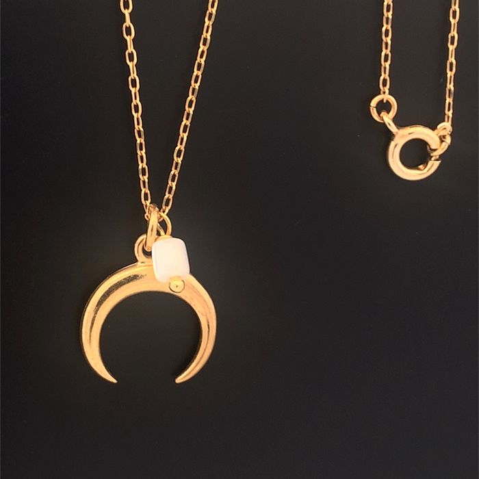 Pozłacany naszyjnik z półksiężycem i masą perłową - Srebro 925