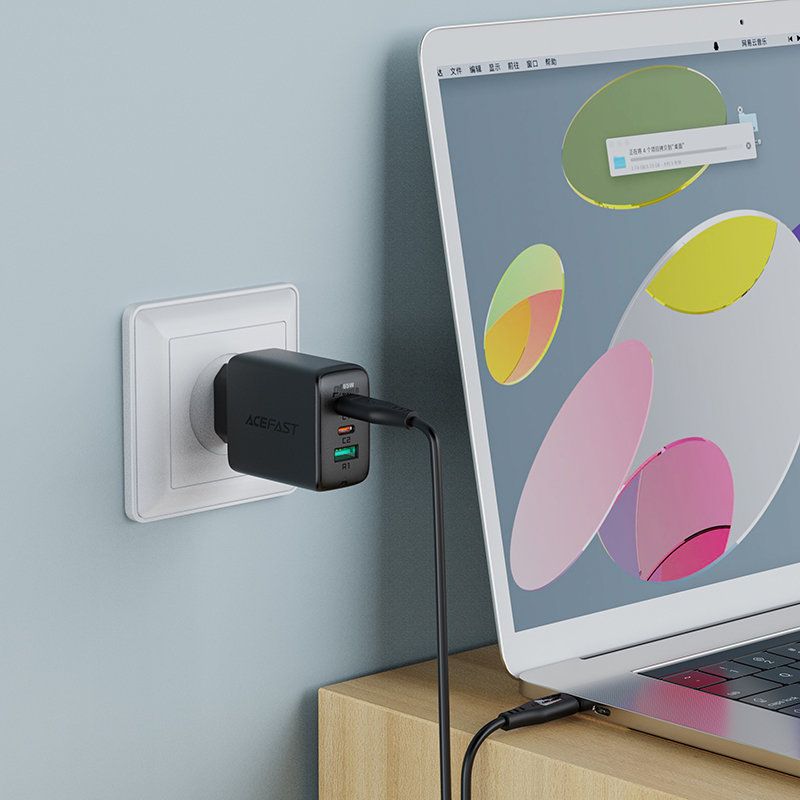 2w1 ładowarka sieciowa 2x usb-c usb 65w + kabel usb-c biały