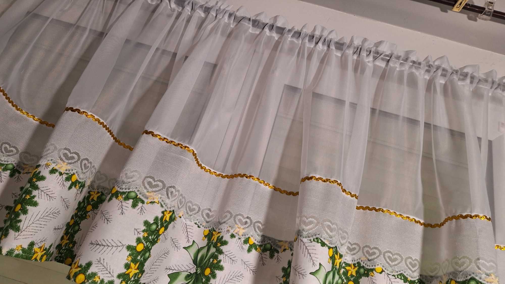 dekoracje firanka lambrekin świateczny 260/60 cm +choinka