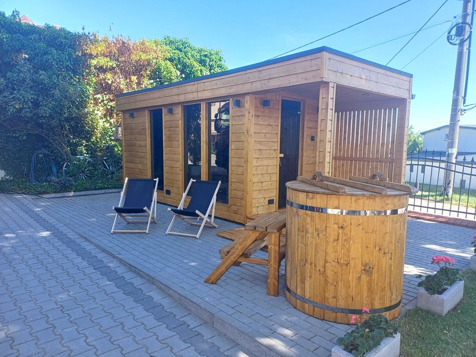 Sauna ogrodowa Premium izolowana z Przedsionkiem oraz Tarasem