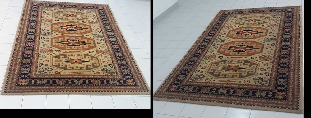 Tapete 100% poliacrílico 204,5x138,5cm c/motivos geométricos clássicos