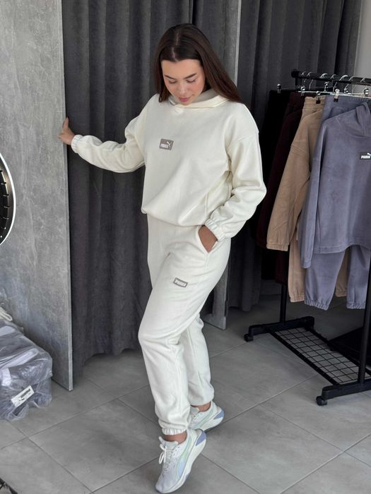 Тепла жіноча двійка з куліскою S-XXL мокко слонова кістка пісочний