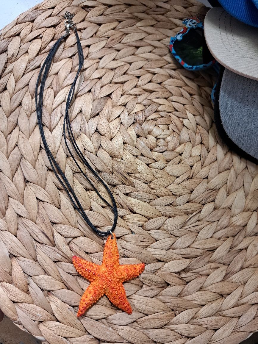 Pomarańczowa rozgwiazda naszyjnik moda plażowa