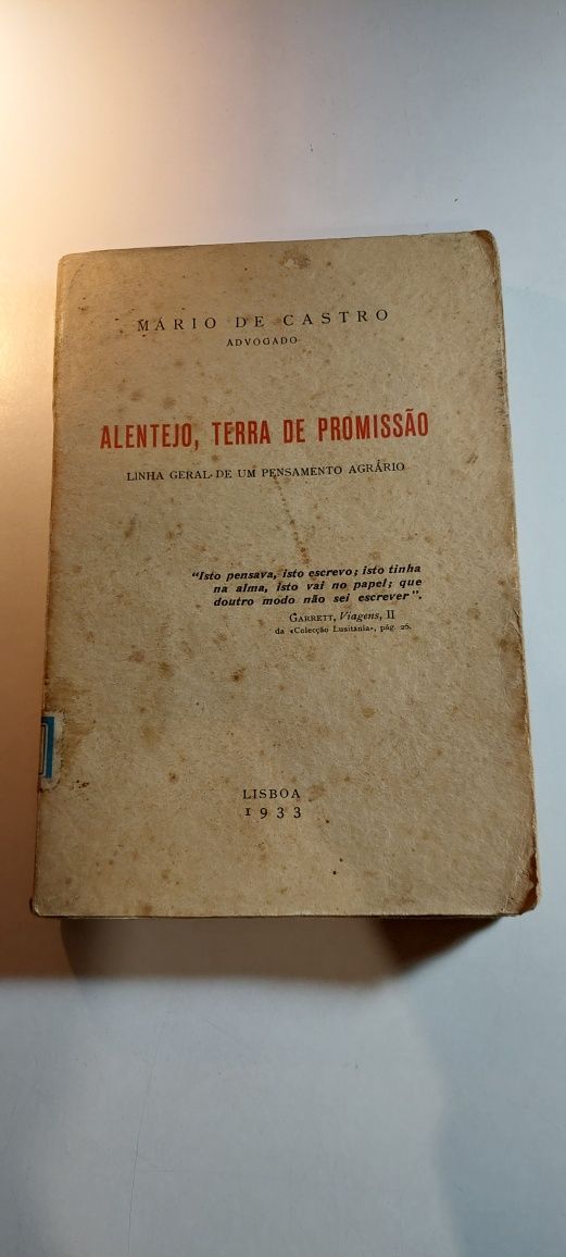 Alentejo, Terra de Promissão - Mário de Castro (1933)
