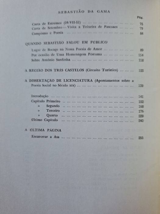 O segredo é amar Obras de Sebastião da Gama 2a ed 1969