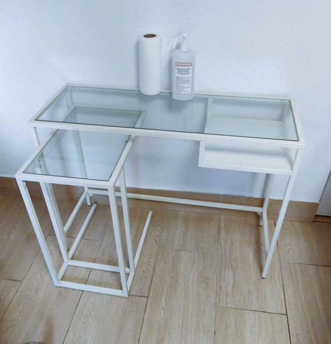 Konsola szklana , biurko IKEA + pomocnik