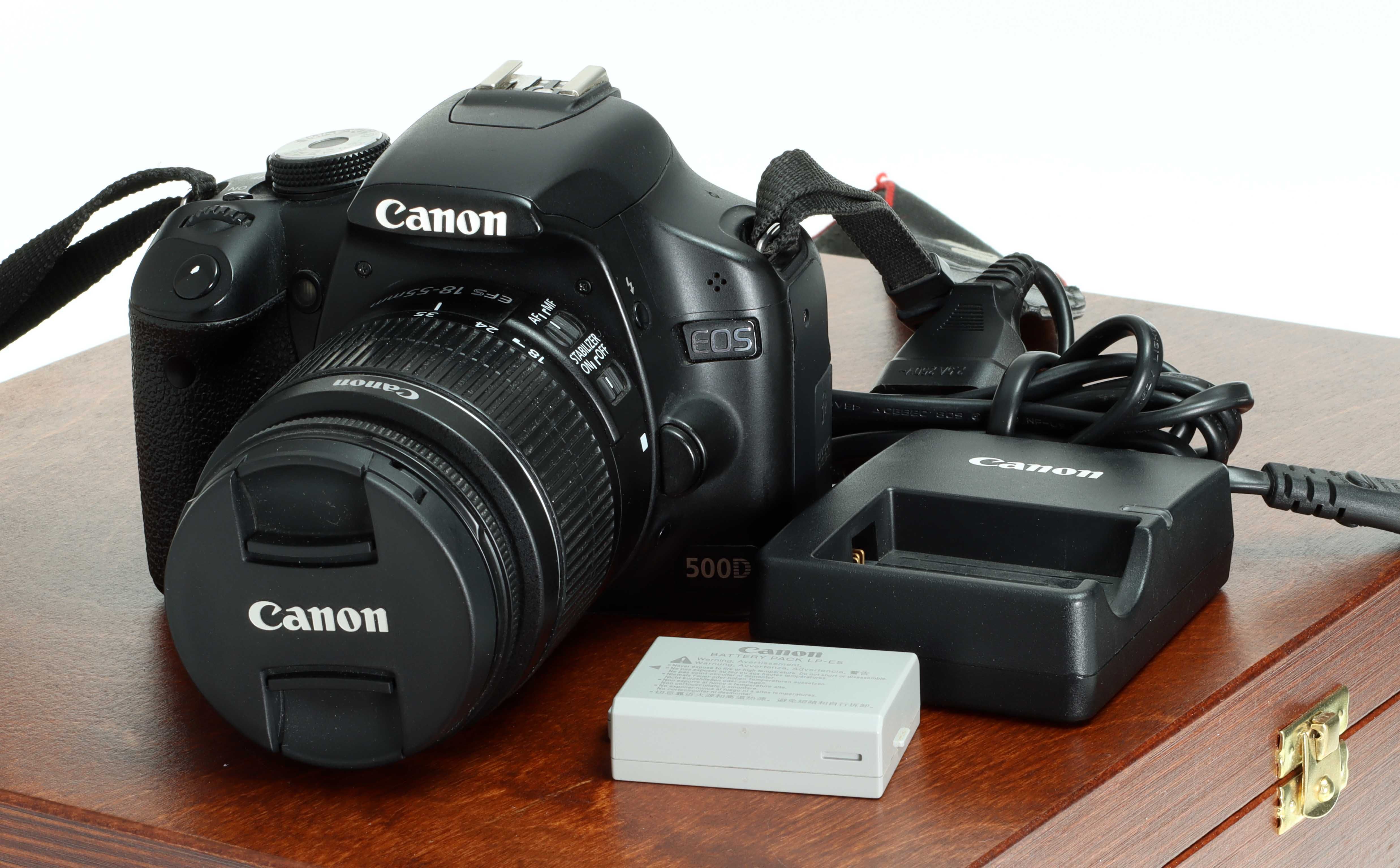 Lustrzanka Aparat Canon EOS 500D + obiektyw 18-55mm | Stan dobry TANIO