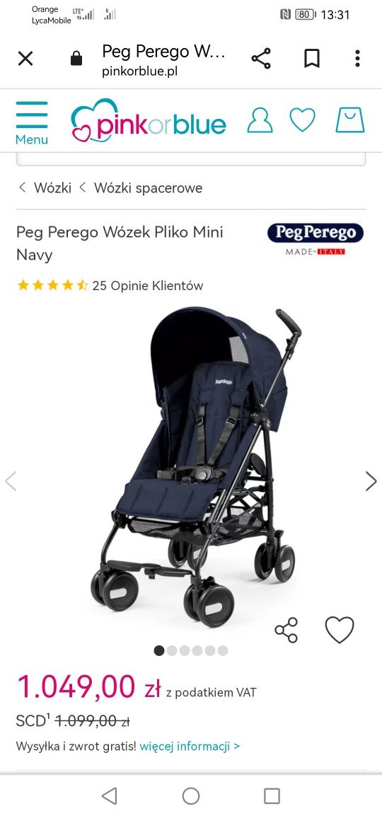 Wózek spacerowy peg Perego pliko mini