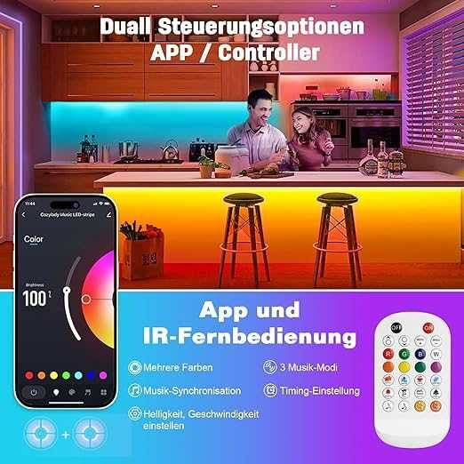 Elastyczna taśma LED Neon RGB 5m, IP65, Bluetooth i Pilot, 12V