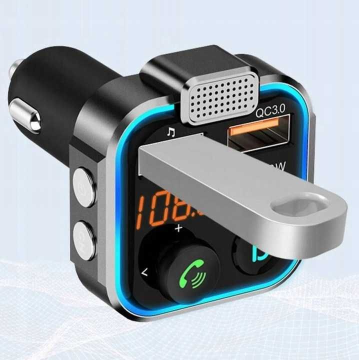 TRANSMITER FM samochodowy BLUETOOTH zestaw głosnomówiący ładowarka
