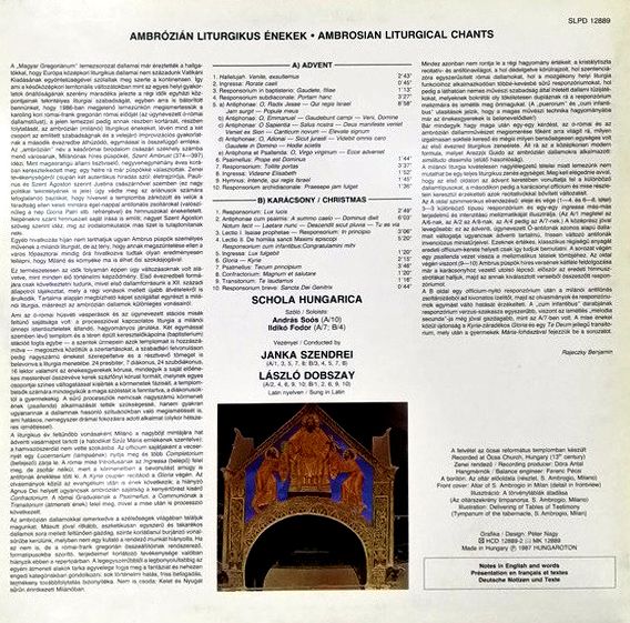 Ambrosian Liturgical Chants Хоралы Песнопения LP Hungaroton1987