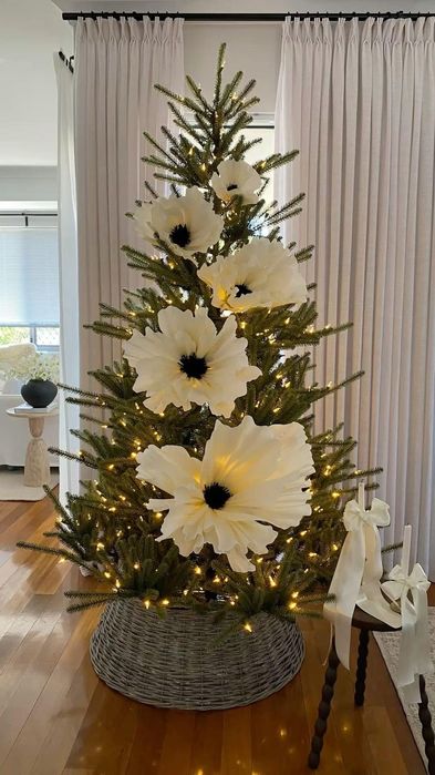 Квіти на ялинку, квіти для декору вітрин