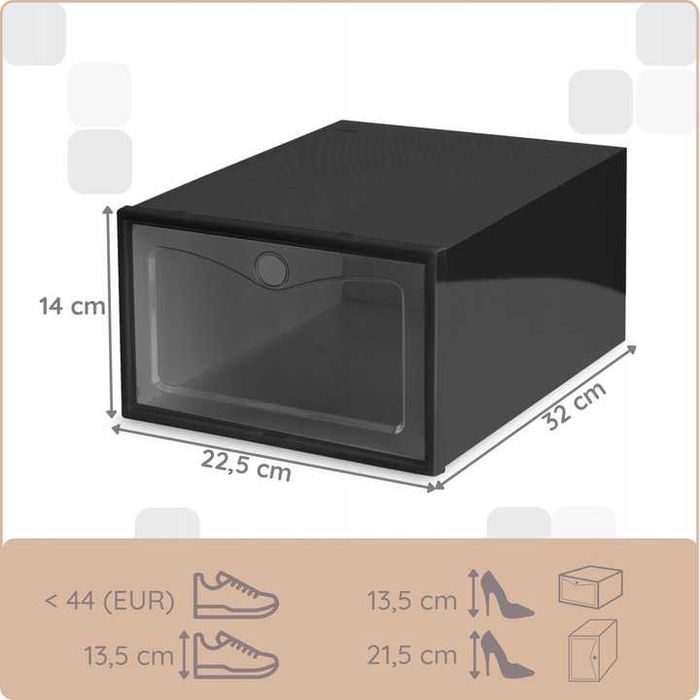 10x Czarny Organizer Na Buty  Pudełka Szafka Pojemnik Składane Szafa