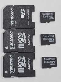 Карта памяти  Transcend 8 Гб . micro SD HC , class 4