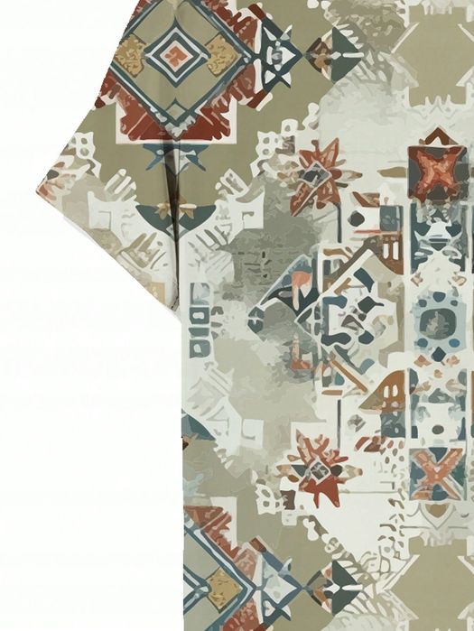 Koszula Męska Z Krótkim Rękawem Motyw Geometryczny Shein M 38