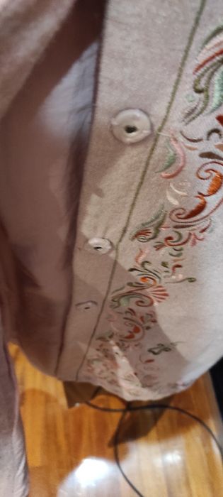 Casaco 3/4 de fazenda rosa bordada XL