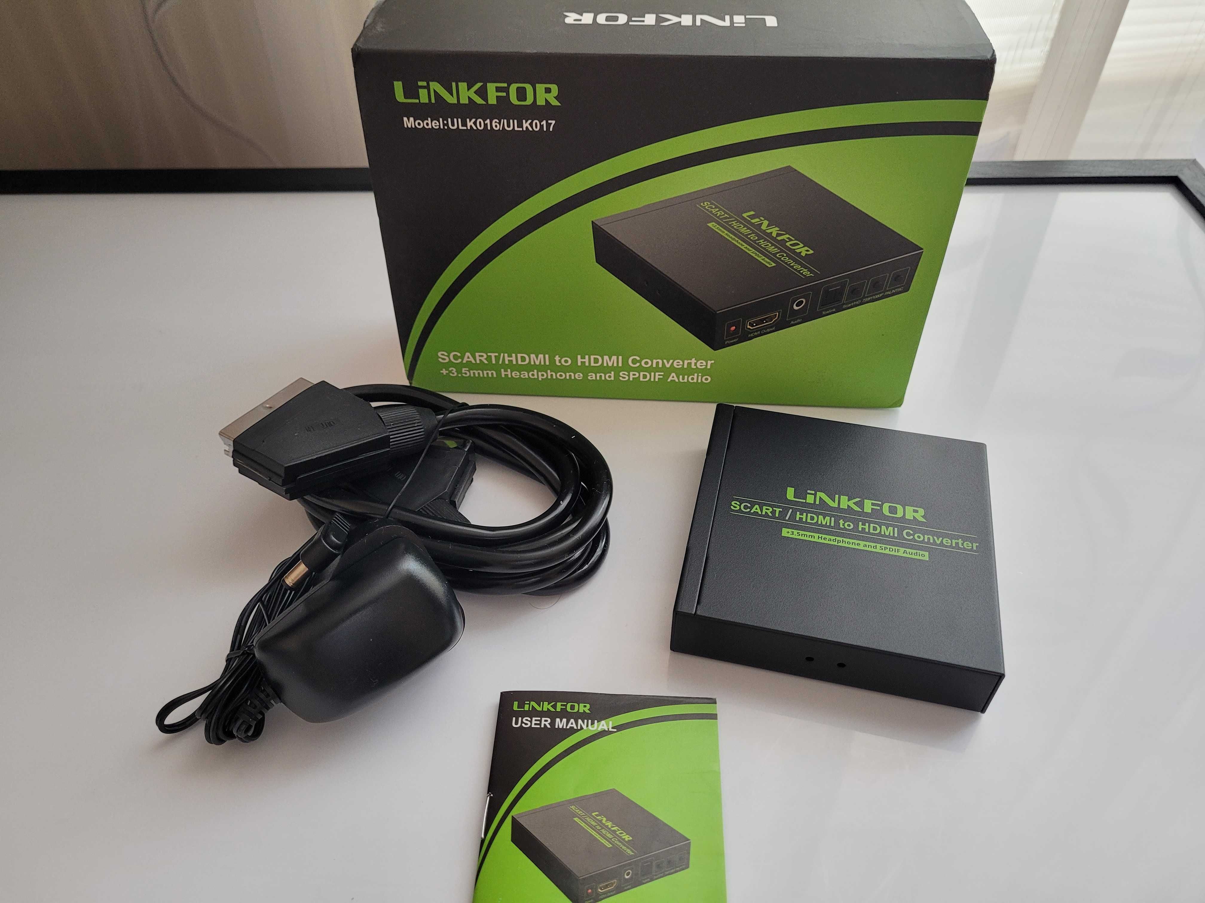 LiNKFOR Hdmi Scart adapter na HDMI konwerter 720p / 1080p 3,5mm