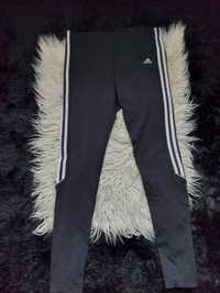 Czarne sportowe legginsy adidas trzy paski rozkiar 40 L