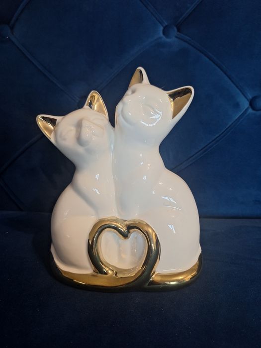 Figurkę home & you couple Cat koty biało złote para glamour