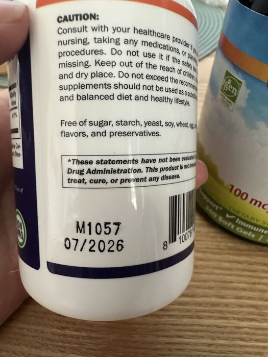 Вітамін D3 Carlson 4000 MO 360 капсул; фолієва кислота 1000 мкг