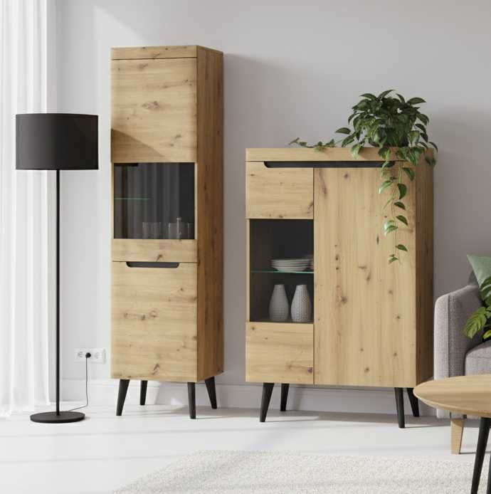 Komplet witrynek w kolorze dąb artisan NOWE - Outlet