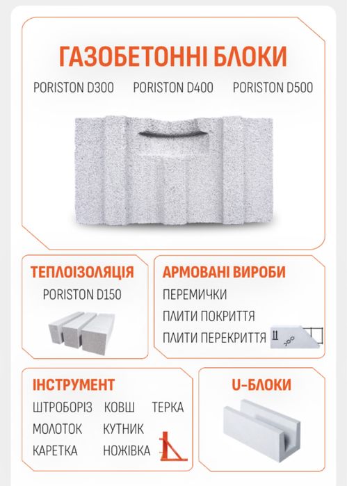 Газоблок PORISTON (АЕРОК). Газоблоки АЕРОК.