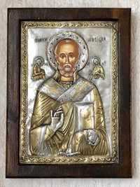 Икона Николай Чудотворец, оклад серебро 925