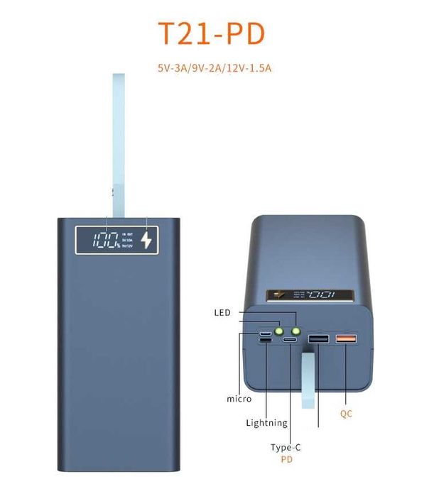 CQ 3.0 Повербанк 72000мАч Реальная ёмкость 21*18650 samsung