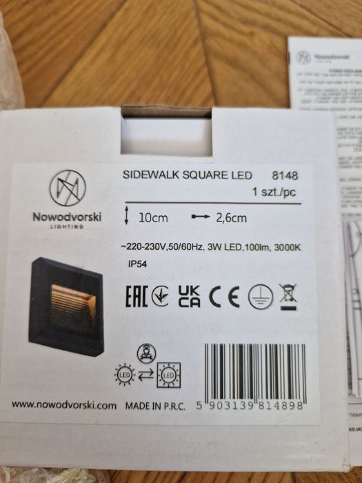 Nowodvorski Lampa zewnętrzna  Sidewalk Squer Led natynkowa