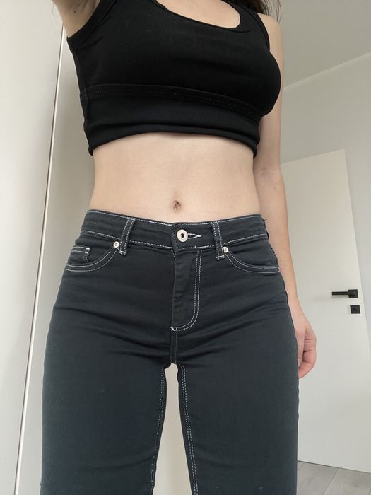 Джинсы черные средняя талия багги клёш винтаж bootcut 36 s 2000s 90s