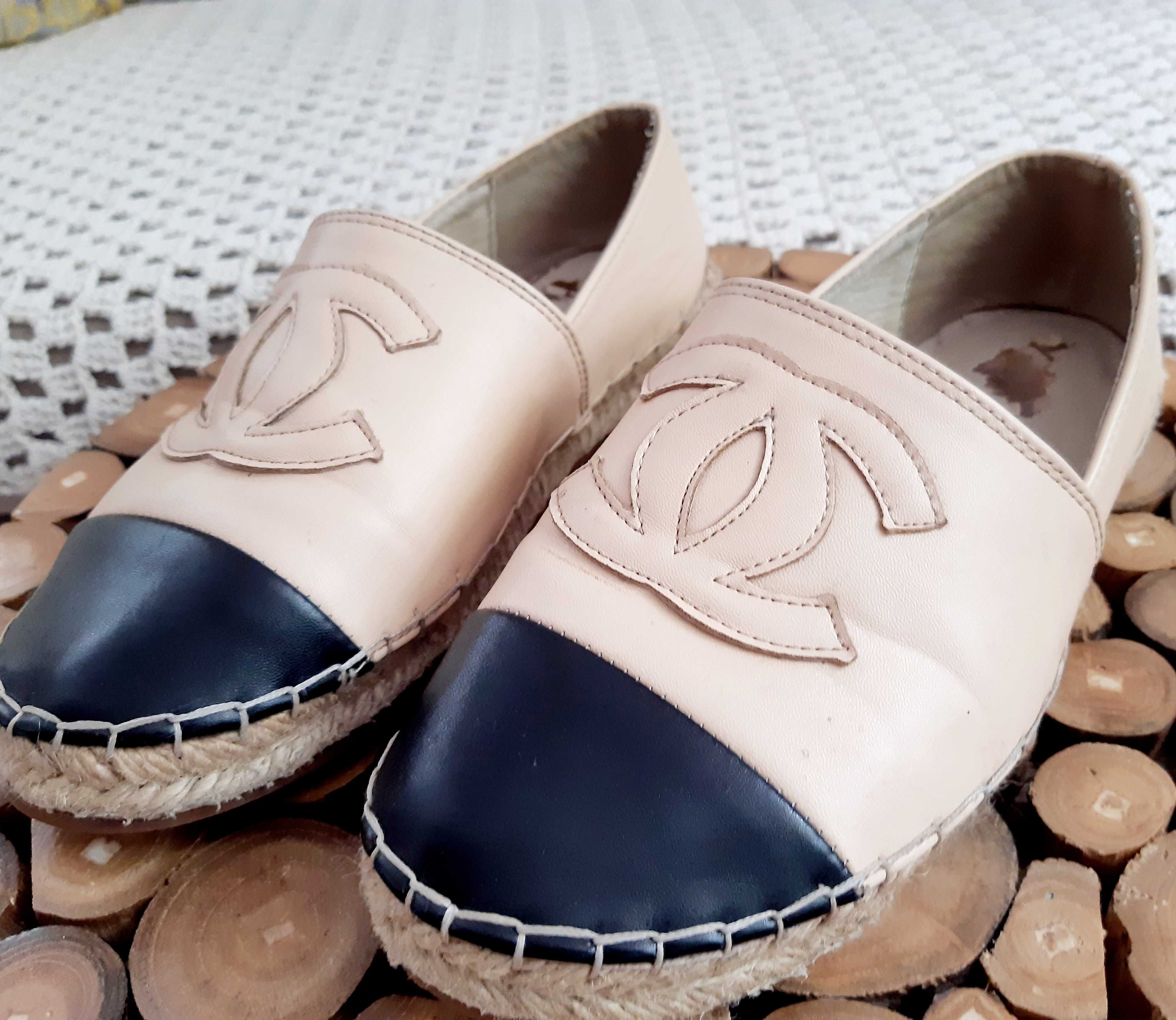 CHANEL skórzane espadryle oryginalne