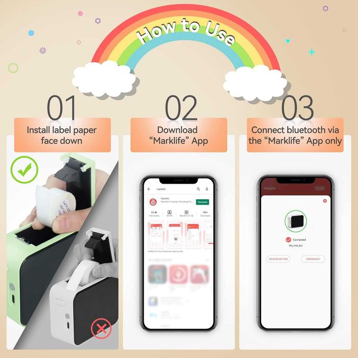 Pristar P15 urządzenie do etykietowania Bluetooth, samoprzylepne