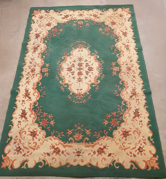 Wyprany dywan zielono beżowy orientalny 162x228cm