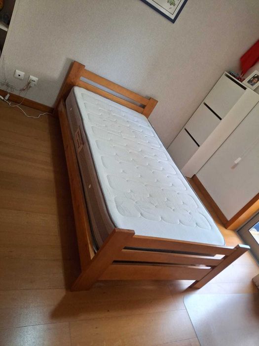 Cama de Solteiro + Estrado + Colchão
