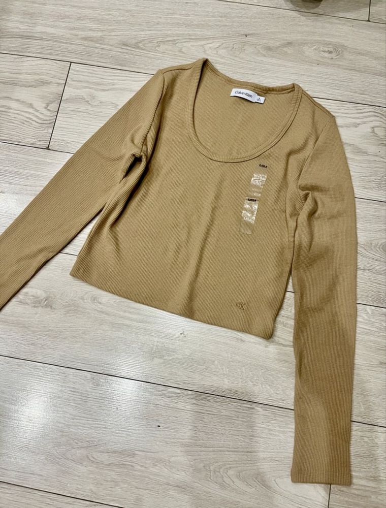 Укороченный лонгслив/джемпер с круглым вырезом Calvin Klein США