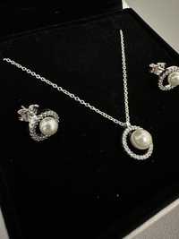 Piękny komplet biżuterii pandora 925 z perlą