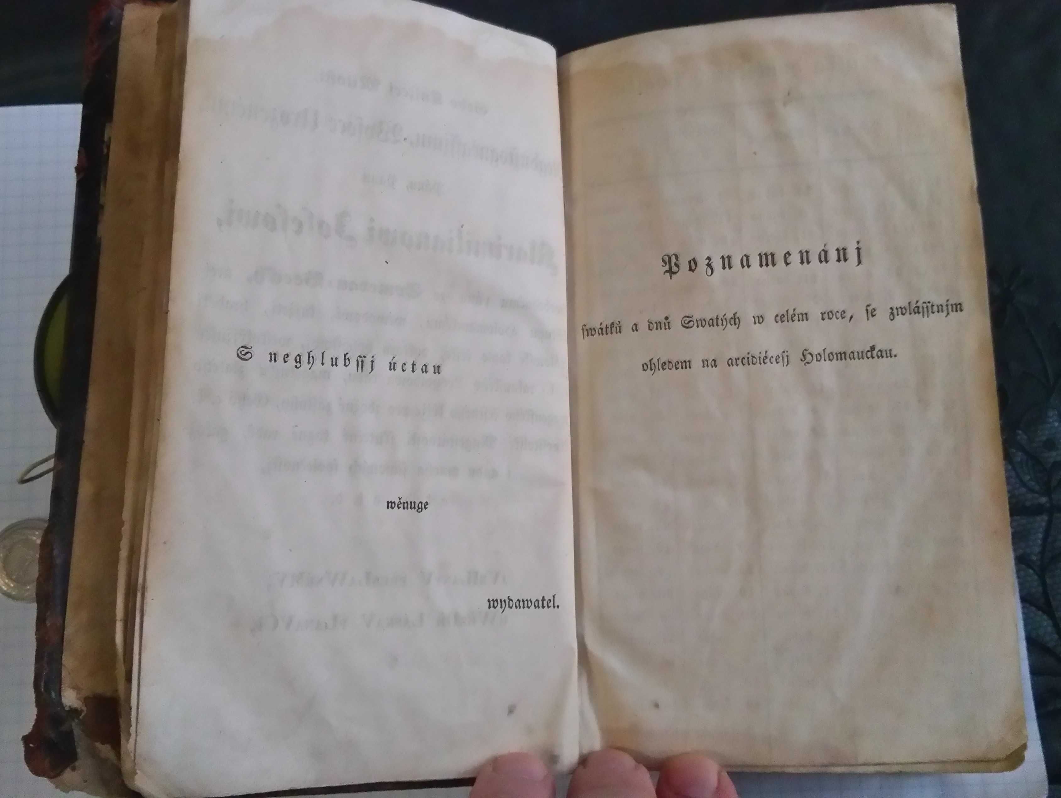 książka 1847r śpiewnik modlitewnik czeski, ponad 150 lat, antyk