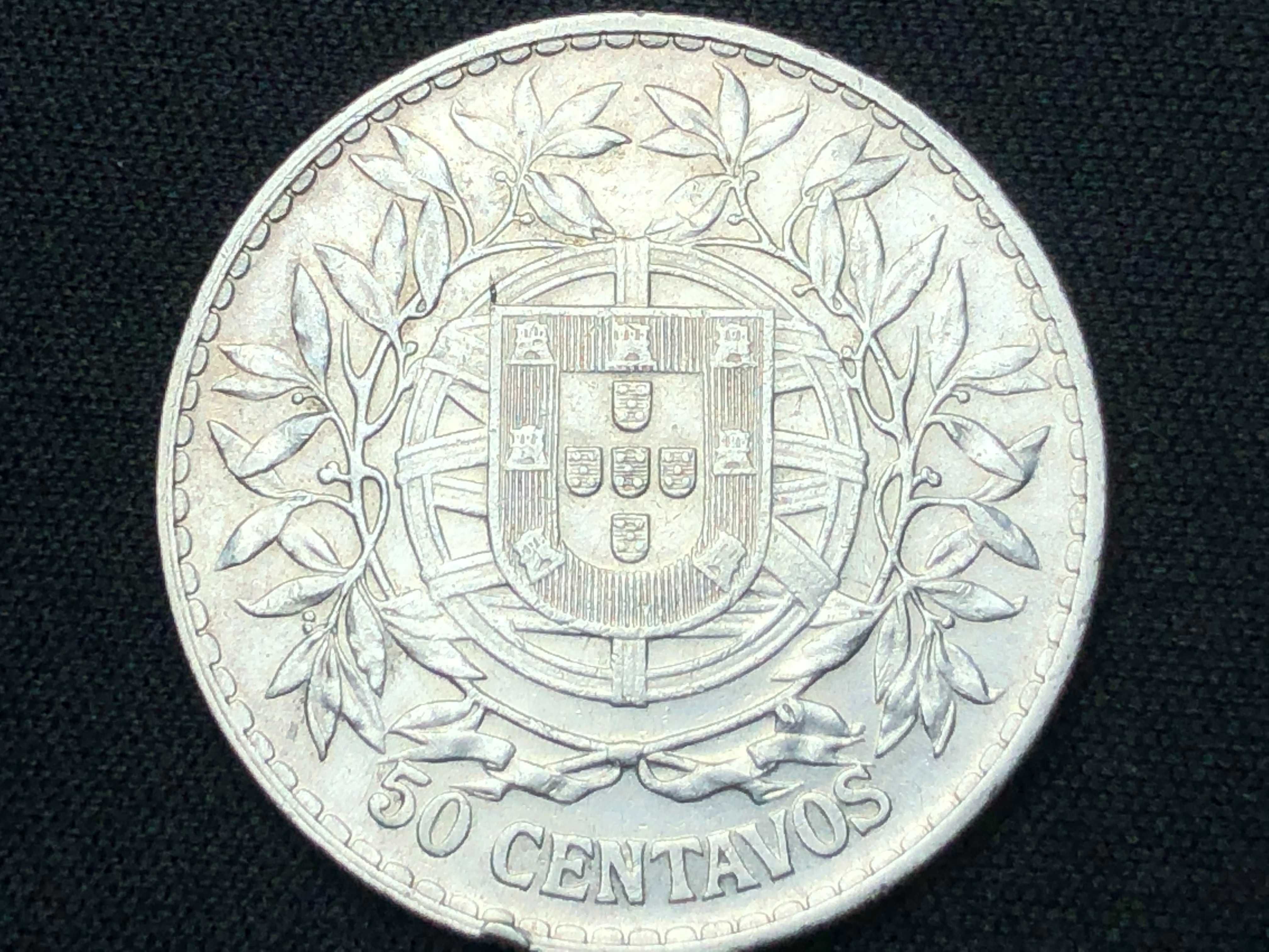 Lote das 4 moedas de 50 Centavos em Prata 1912, 1913, 1914 e 1916